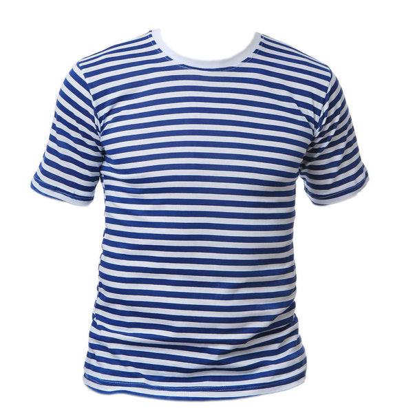 T-shirt rayé bleu Telnyashka de style VDV russe, haut de parachutiste à manches courtes