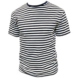 Marine russe Style Telnyashka T-Shirt rayé bleu foncé haut à manches courtes