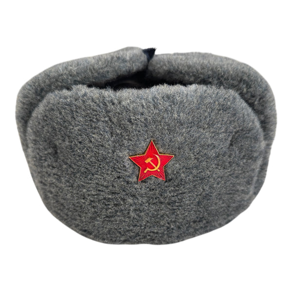 Authentique chapeau d’hiver Ushanka de l’armée russe soviétique avec insigne de soldat