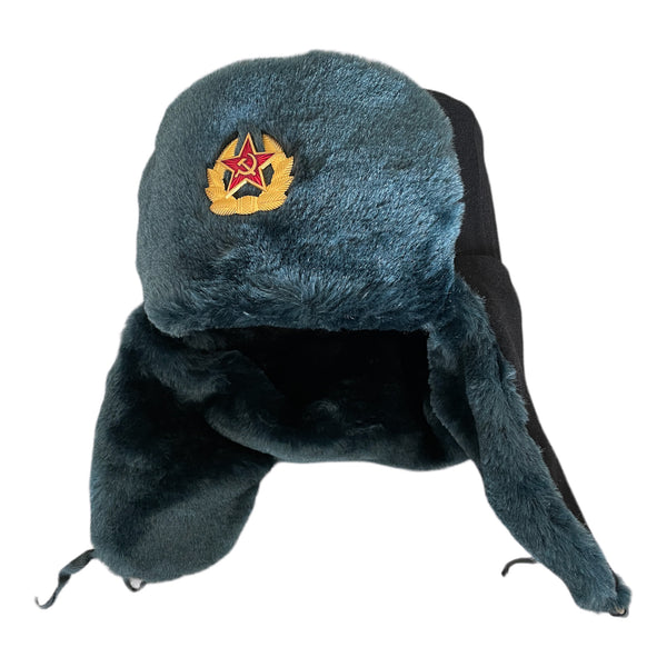 Insigne de soldat de chapeau d'hiver Ushanka bleu gris de style armée russe soviétique 