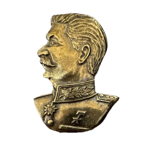 Vintage Russian Soviet Joseph Stalin Brass Bust Badge 4 x 3 cm Screwback