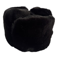 Black Faux Fur Ushanka Warm Winter Hat Russian Trapper Style