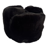 Black Faux Fur Ushanka Warm Winter Hat Russian Trapper Style