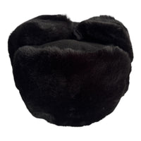 Black Faux Fur Ushanka Warm Winter Hat Russian Trapper Style