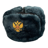Chapeau Ushanka d'hiver bleu gris de Style armée soviétique, Badge d'aigle russe 