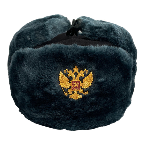 Chapeau Ushanka d'hiver bleu gris de Style armée soviétique, Badge d'aigle russe 