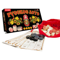 Russian Lotto Bingo Board Game Set with Cards Chips and Wooden Barrels and Magnet Lock Box