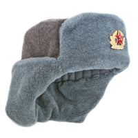 Authentique chapeau d’hiver Ushanka de l’armée russe soviétique avec insigne de soldat