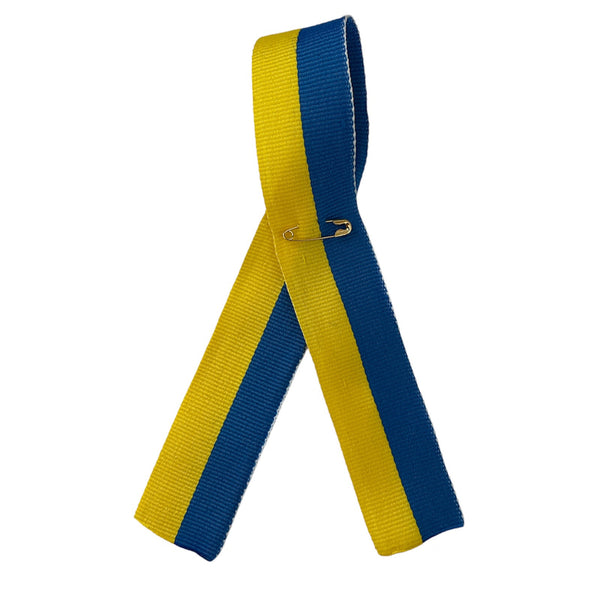 Ruban patriotique drapeau ukrainien de 30 cm avec épingle pour revers fabriqué en Ukraine