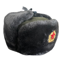 Chapeau Ushanka d'hiver en fausse fourrure grise de Style militaire russe de l'urss, insigne de l'armée soviétique